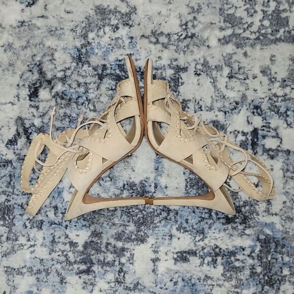 Beige/Nude Schutz 'Lenna' Lace up Strappy Heel - Picture 4 of 11